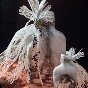 Decorative Lace and Ribbon Bottle
